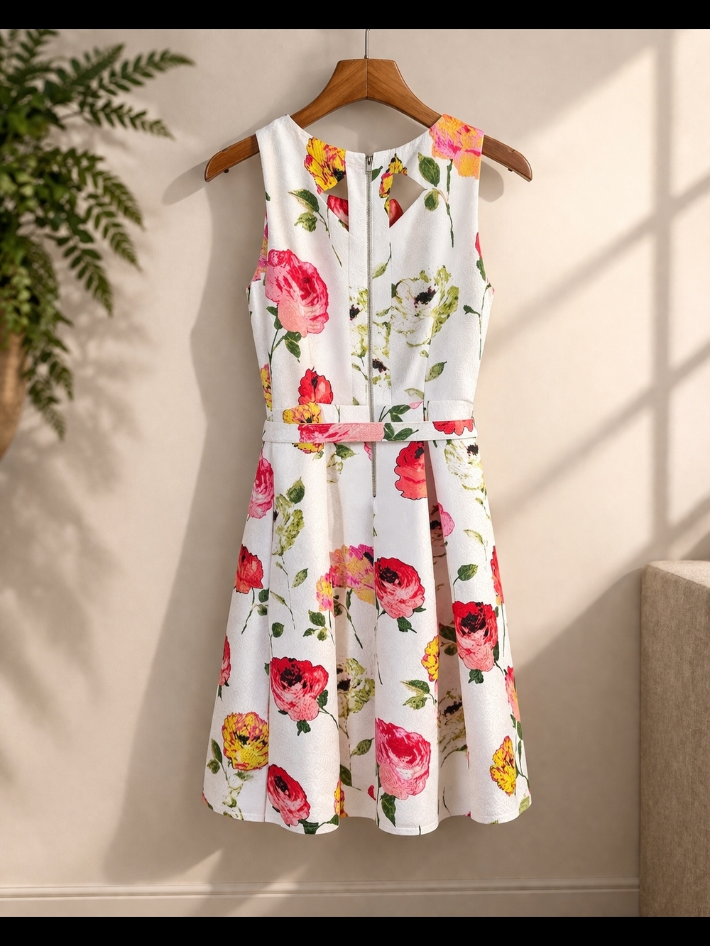 Danny & Nicole Floral Fit & Flare Dress – Sleeveless Belted - Picture 2 of 8